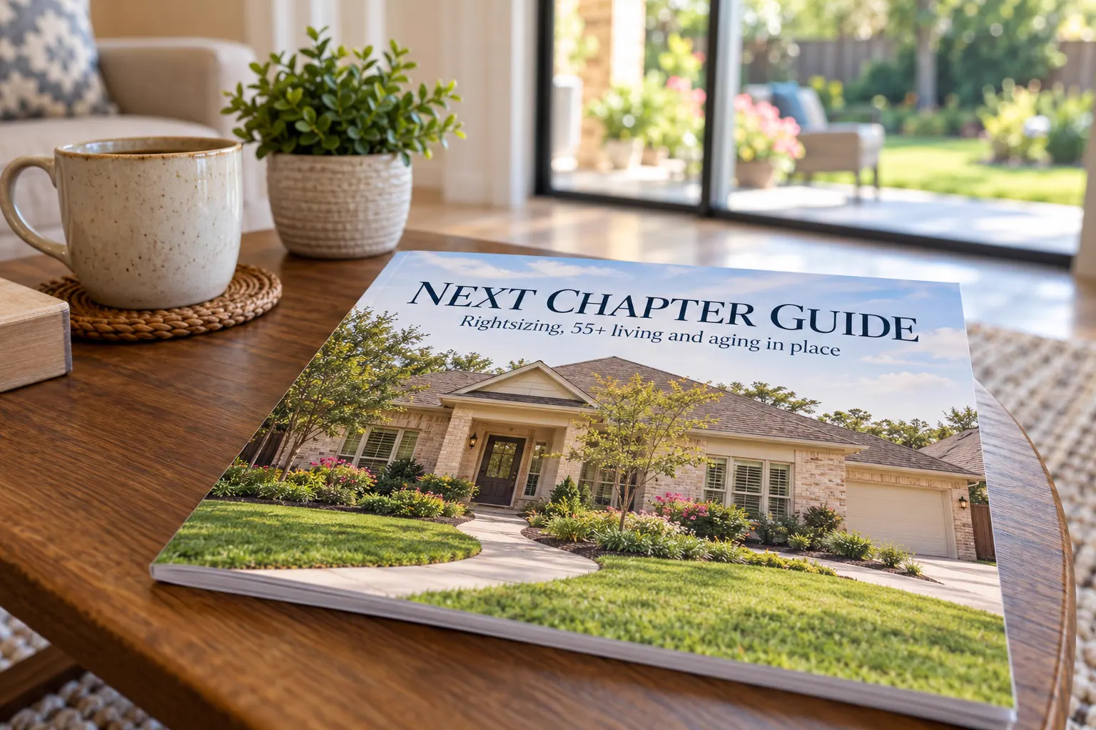 The Next Chapter Guide on a living room coffee table