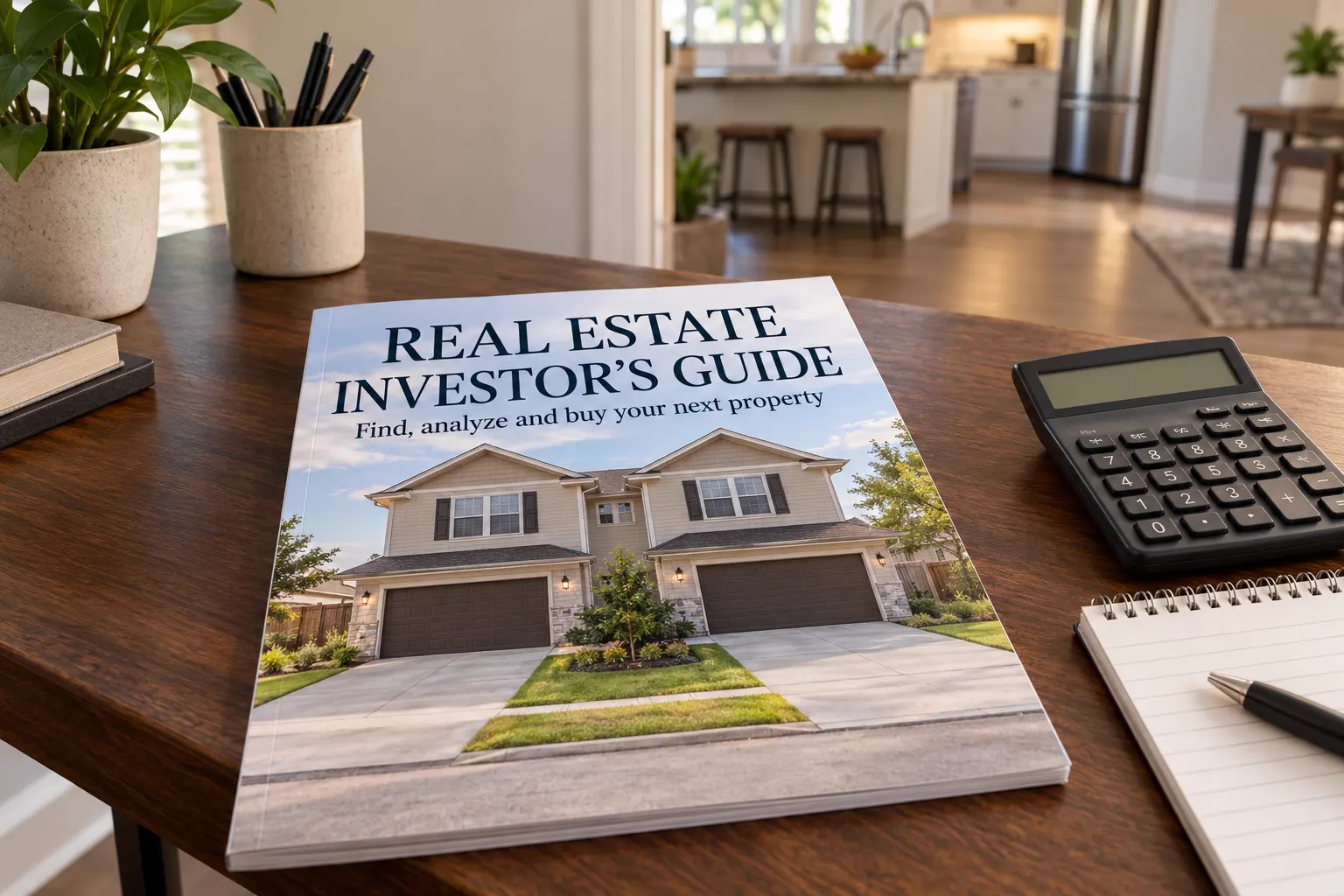 The Real Estate Investor’s Guide on a home office desk