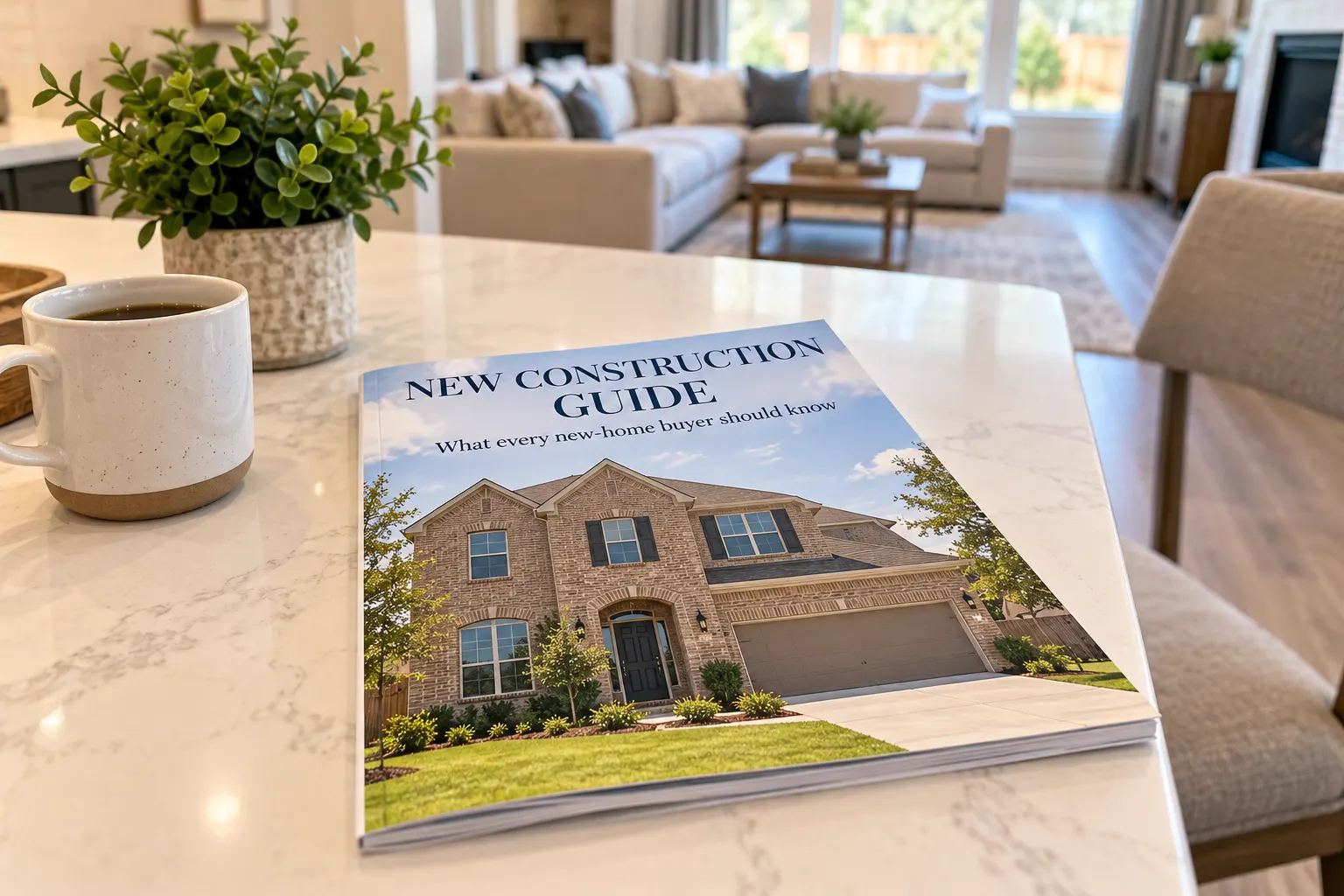 The New Construction Guide on a kitchen island