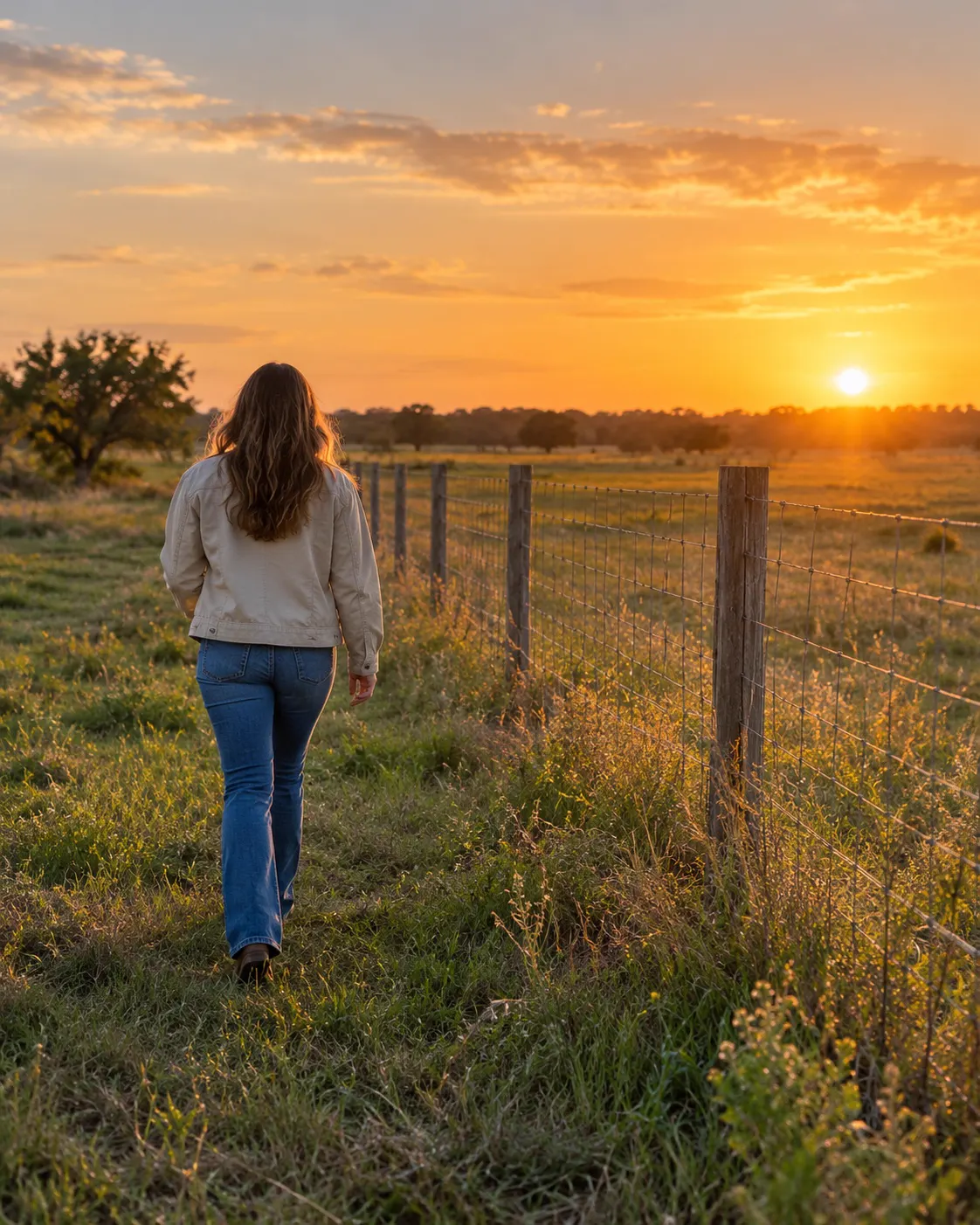 Walking a fence line on open acreage